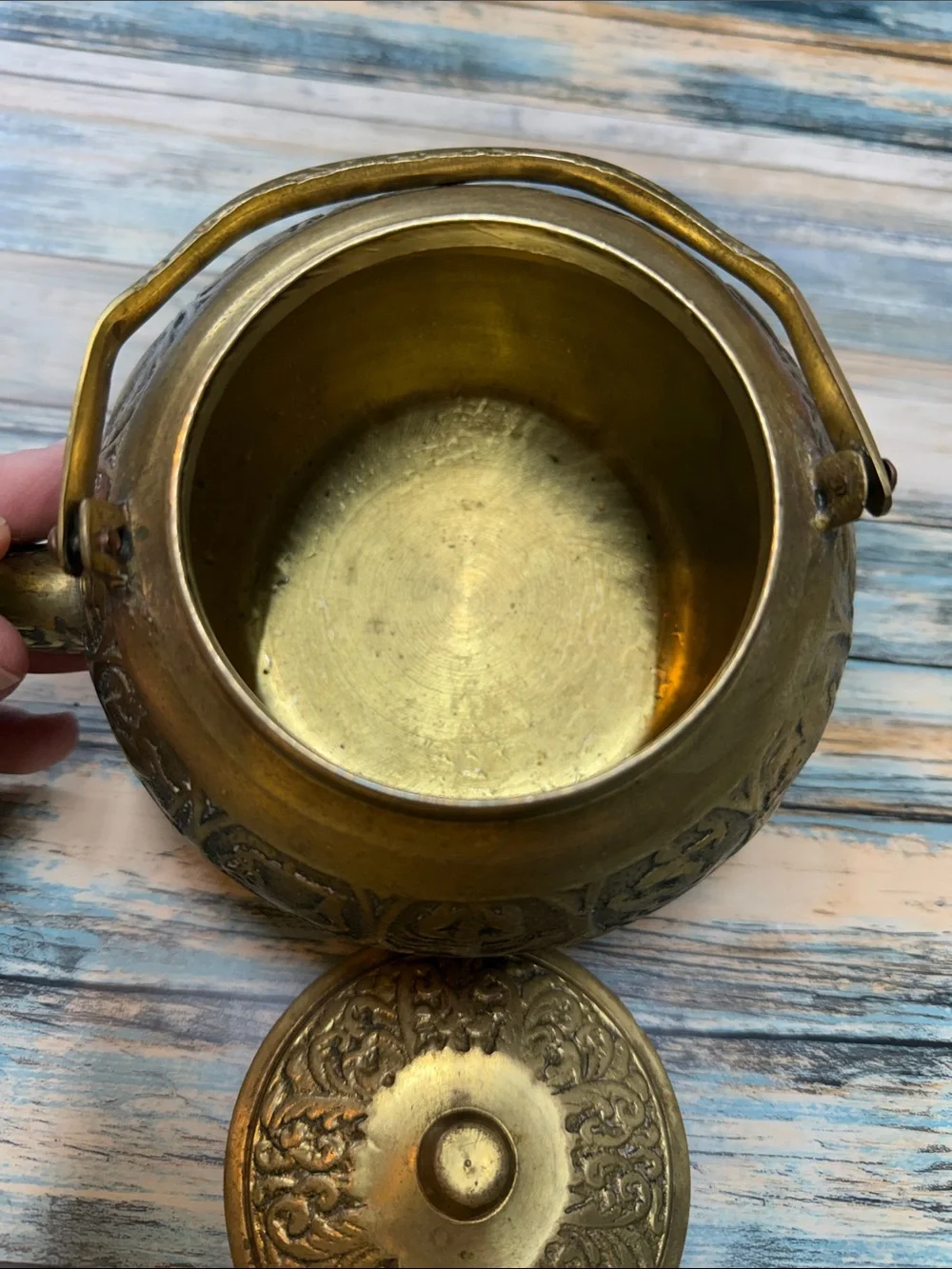 ⭐️Mid century modern Zodiac/horoscope brass teapot